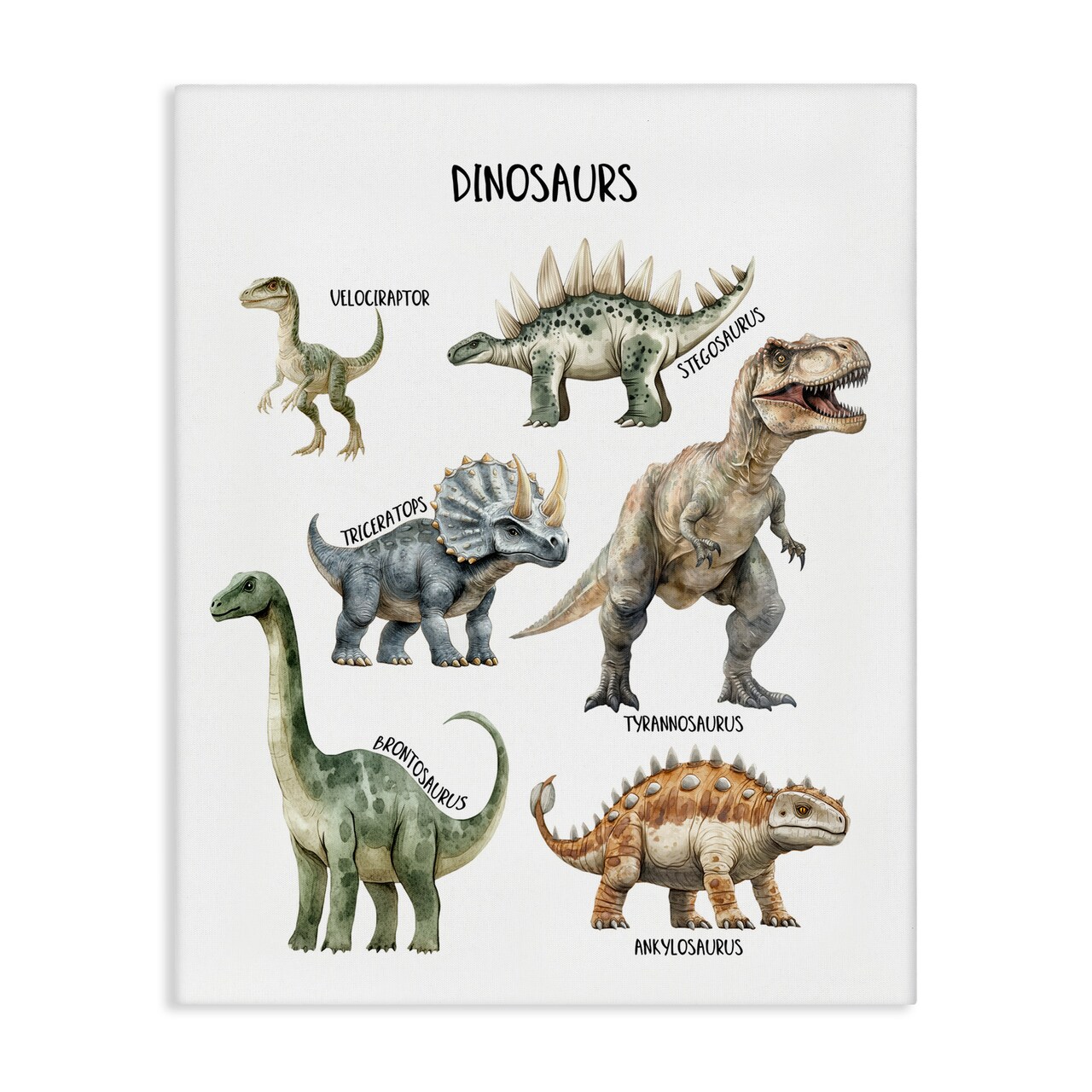 Stupell Industries Educational Meet The Dinosaurs Canvas, design by Christine Simpson Art